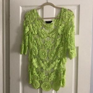 BCBG Lace Overlay Lime Top
